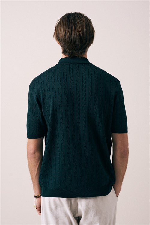 Wholesale Mens Petrol Knit Polo T-Shirt