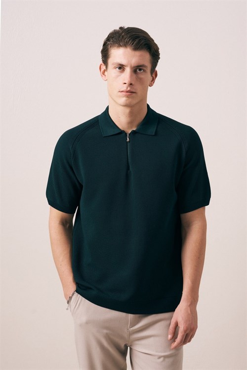 Wholesale Mens Petrol Knit Polo T-Shirt