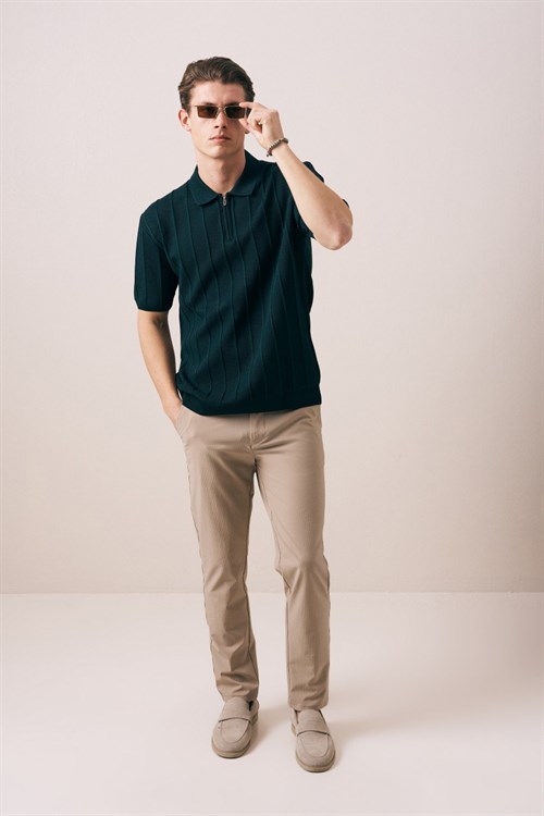 Wholesale Mens Petrol Knit Polo T-Shirt