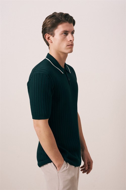 Wholesale Mens Petrol Knit Polo T-Shirt