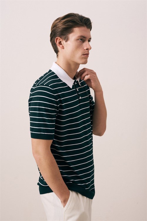Wholesale Mens Petrol Knit Polo T-Shirt