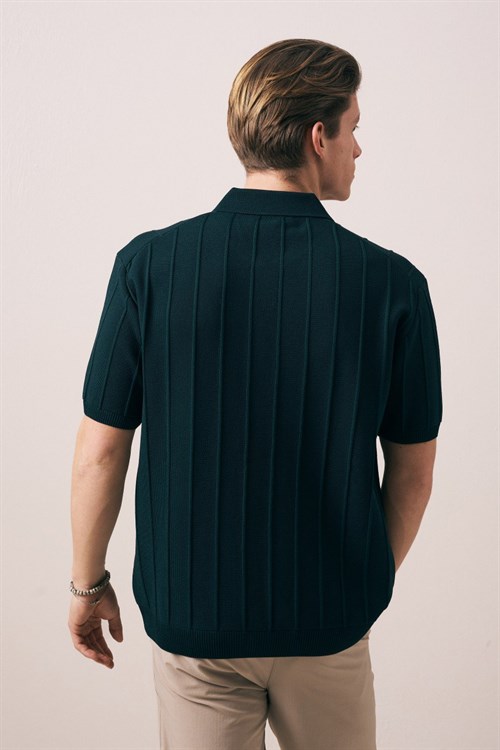 Wholesale Mens Petrol Knit Polo T-Shirt