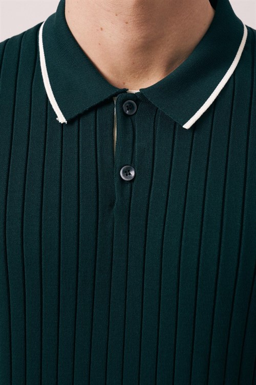 Wholesale Mens Petrol Knit Polo T-Shirt