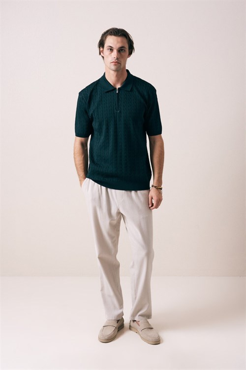 Wholesale Mens Petrol Knit Polo T-Shirt