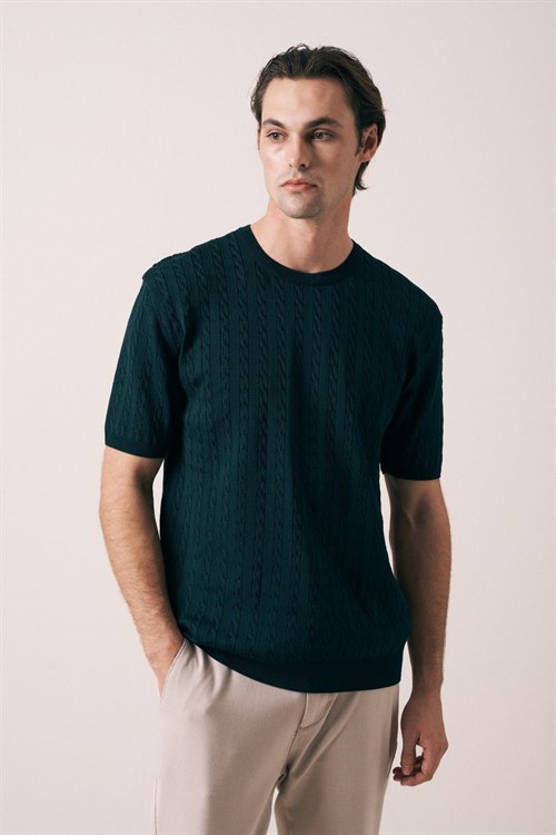 Wholesale Mens Petrol  Knit T-Shirt