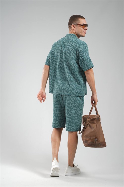 Wholesale Mens Petrol Shirt and Shorts Set