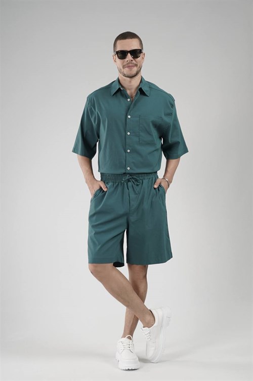 Wholesale Mens Petrol Shirt and Shorts Set