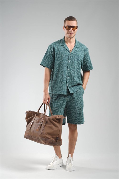 Wholesale Mens Petrol Shirt and Shorts Set
