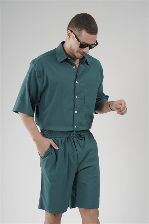 Wholesale Mens Petrol Shirt and Shorts Set