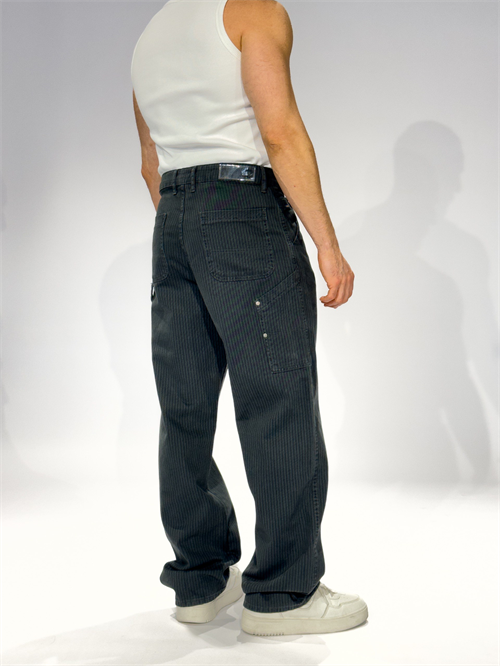 Wholesale Mens Petrol Striped Baggy Jeans