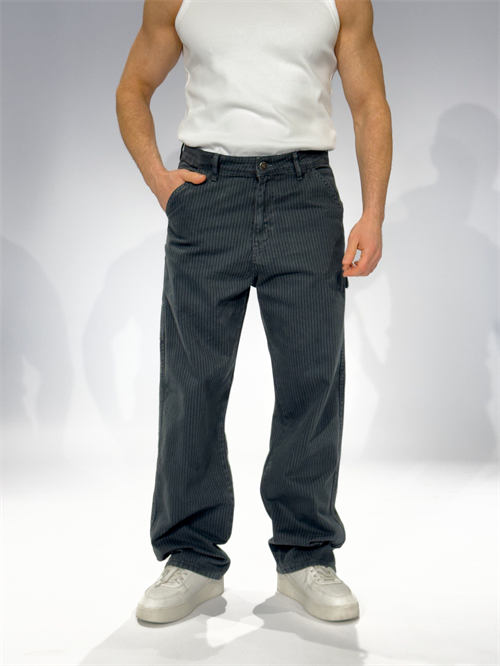 Wholesale Mens Petrol Striped Baggy Jeans