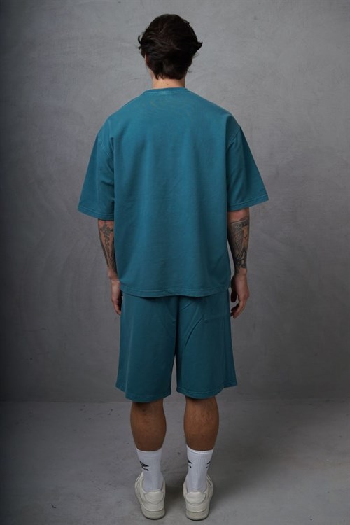 Wholesale Mens Petrol T-Shirt and Shorts Set