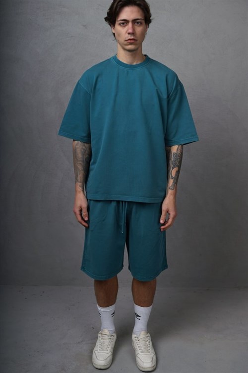 Wholesale Mens Petrol T-Shirt and Shorts Set