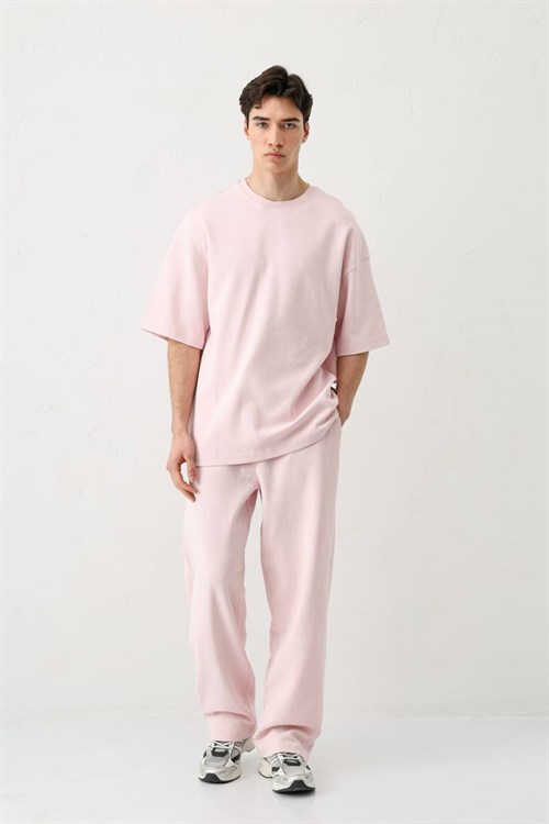Wholesale Mens Pink T-Shirt and Pants Set