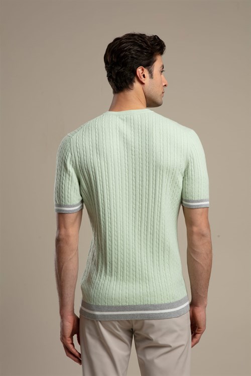 Wholesale Mens Pistachio Knit Crew-Neck T-Shirt