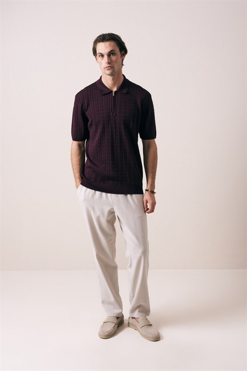 Wholesale Mens Purple Knit Polo T-Shirt