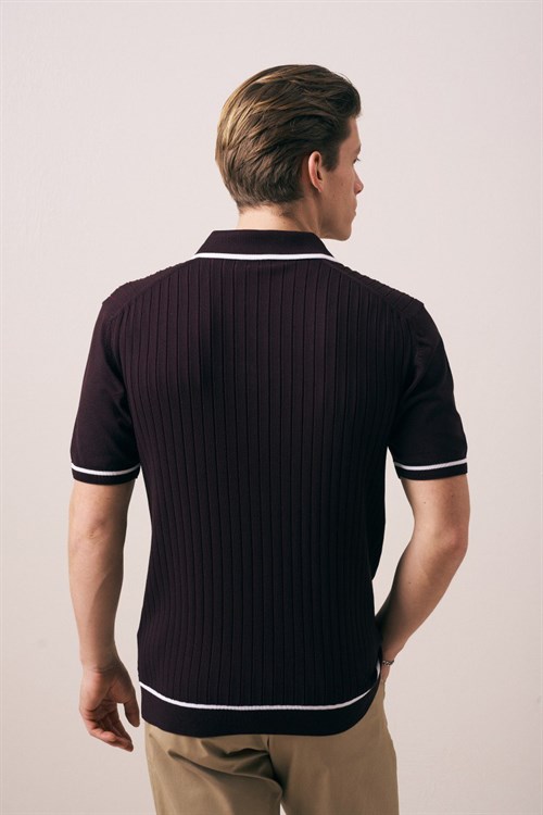 Wholesale Mens Purple Knit Polo T-Shirt