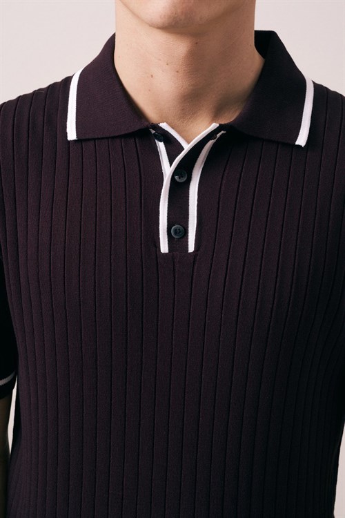 Wholesale Mens Purple Knit Polo T-Shirt