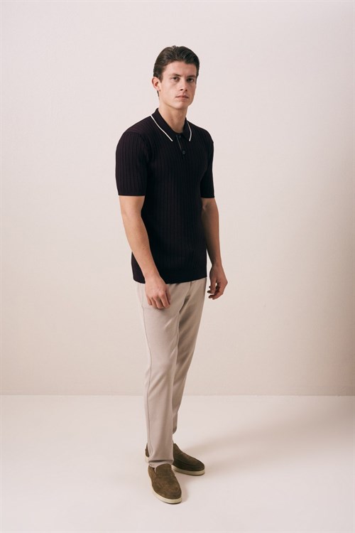 Wholesale Mens Purple Knit Polo T-Shirt