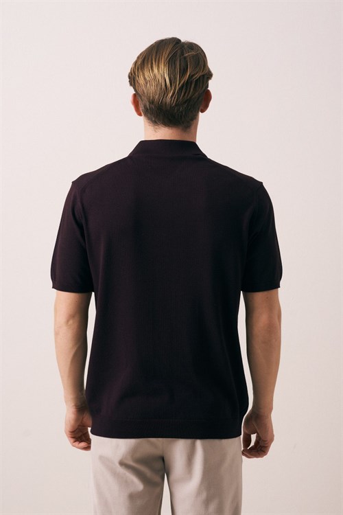 Wholesale Mens Purple Knit Polo T-Shirt