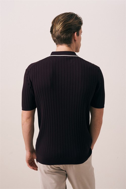 Wholesale Mens Purple Knit Polo T-Shirt