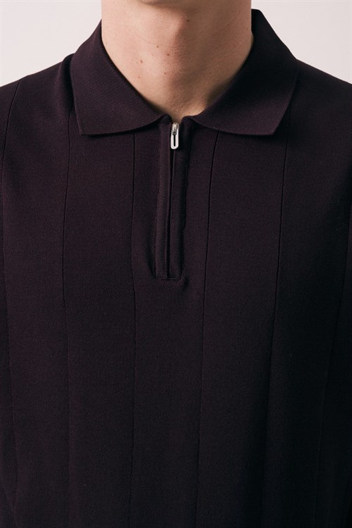 Wholesale Mens Purple Knit Polo T-Shirt