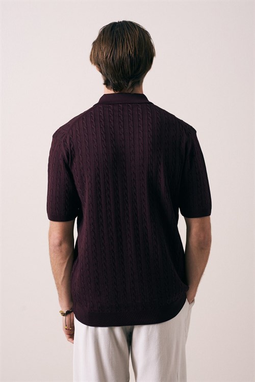 Wholesale Mens Purple Knit Polo T-Shirt