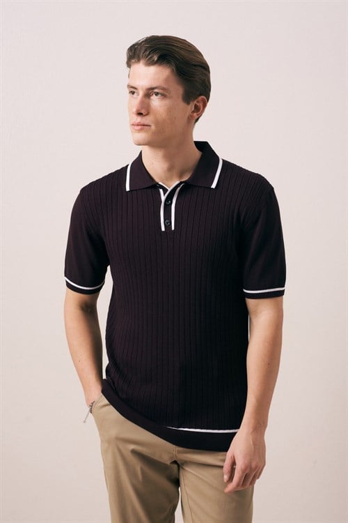Wholesale Mens Purple Knit Polo T-Shirt
