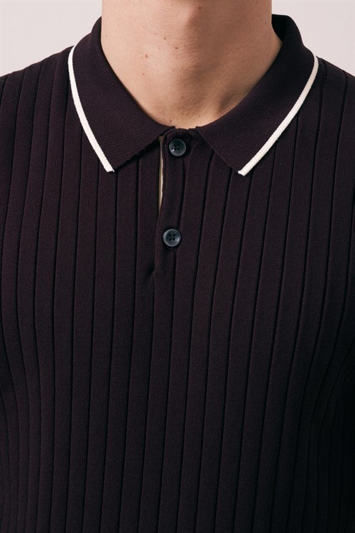 Wholesale Mens Purple Knit Polo T-Shirt