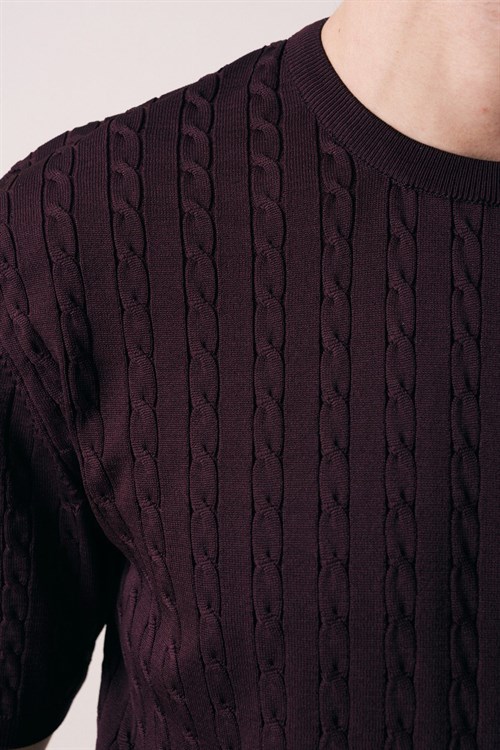 Wholesale Mens Purple Knit T-Shirt