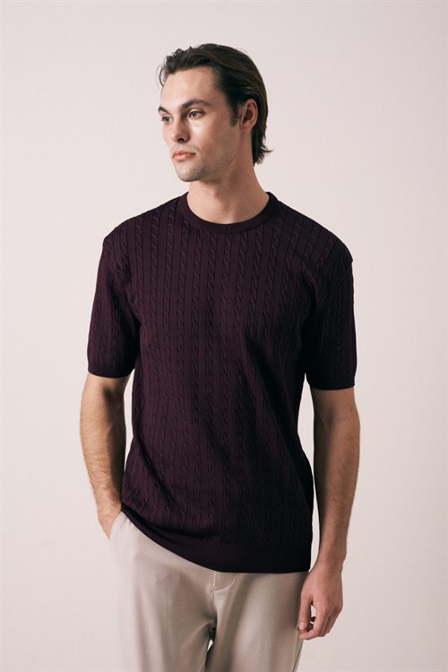 Wholesale Mens Purple Knit T-Shirt