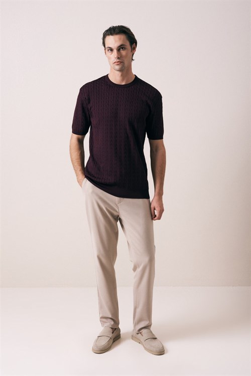 Wholesale Mens Purple Knit T-Shirt