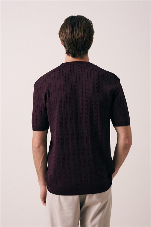 Wholesale Mens Purple Knit T-Shirt