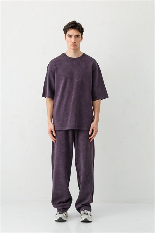 Wholesale Mens Purple T-Shirt and Pants Set