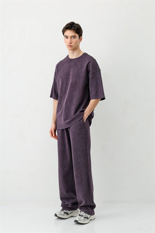 Wholesale Mens Purple T-Shirt and Pants Set