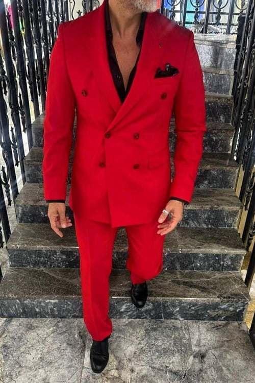 Wholesale Men's Red Two-Piece Suit 1702W26-0516