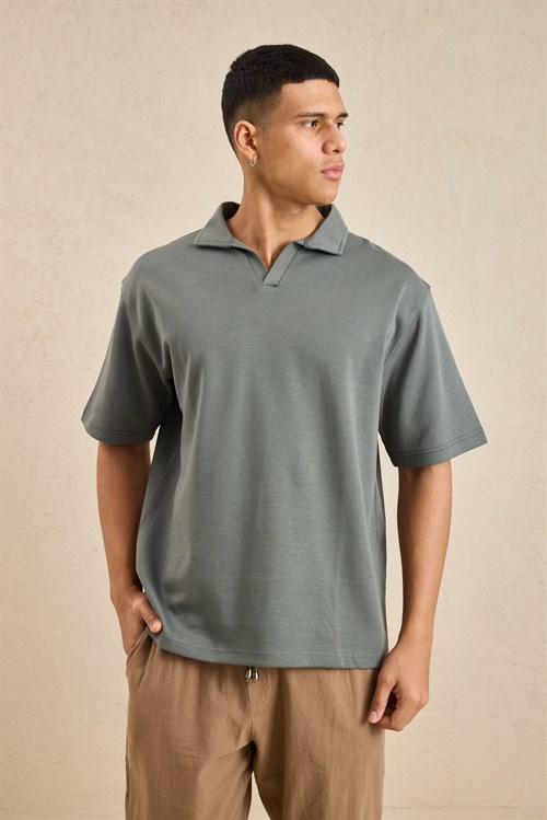 Wholesale Mens Sage Relax Fit Interlock Polo Shirt