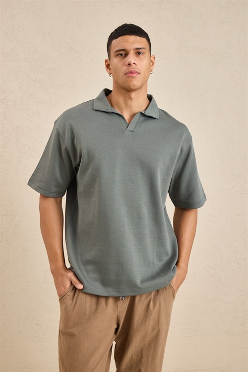 Wholesale Mens Sage Relax Fit Interlock Polo Shirt