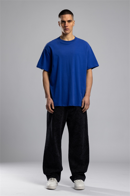 Wholesale Mens Sax Blue Basic T-shirt