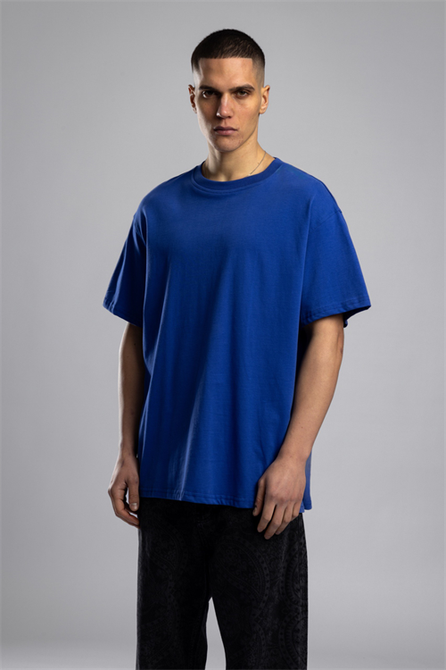 Wholesale Mens Sax Blue Basic T-shirt