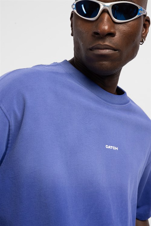 Wholesale Mens Sax Blue Printed T-shirt