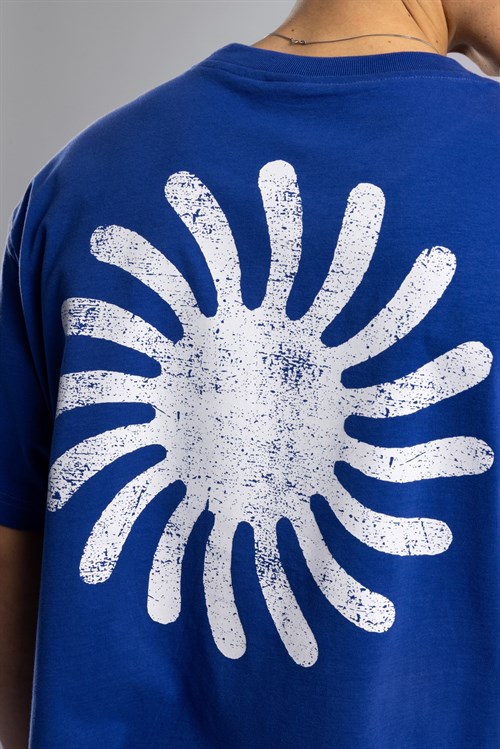 Wholesale Mens Sax Blue Printed T-shirt