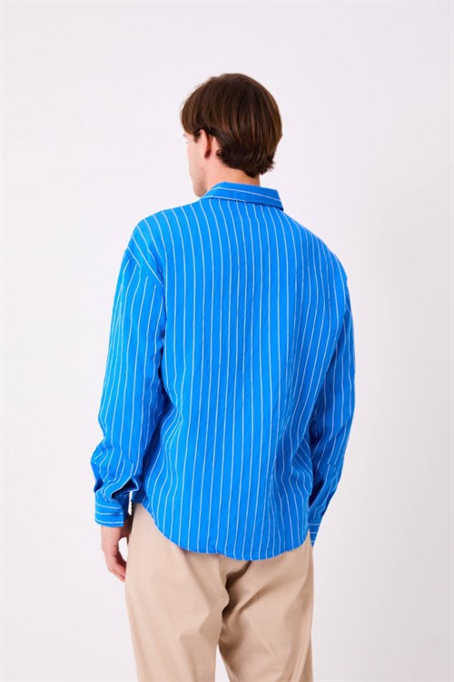 Wholesale Mens Sax Blue Shirt 