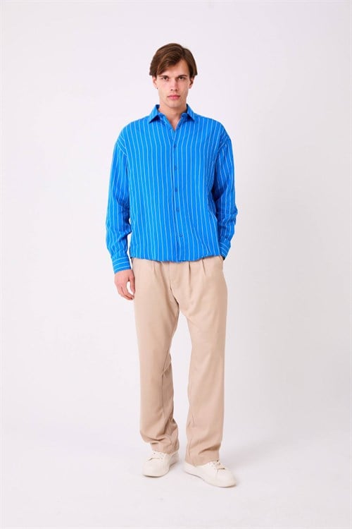 Wholesale Mens Sax Blue Shirt 