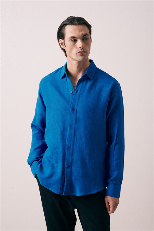 Wholesale Mens Sax Blue Shirt