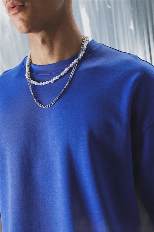 Wholesale Mens Sax Blue T-Shirt 