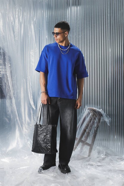 Wholesale Mens Sax Blue T-Shirt 