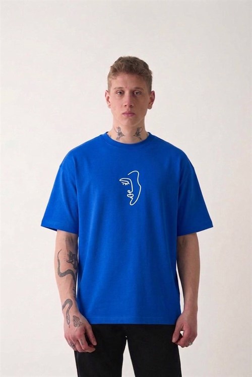 Wholesale Mens Sax Blue T-Shirt 