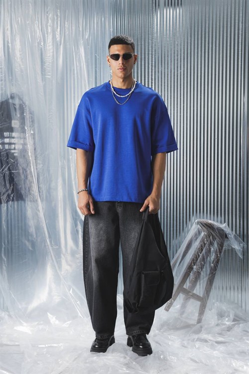 Wholesale Mens Sax Blue T-Shirt 