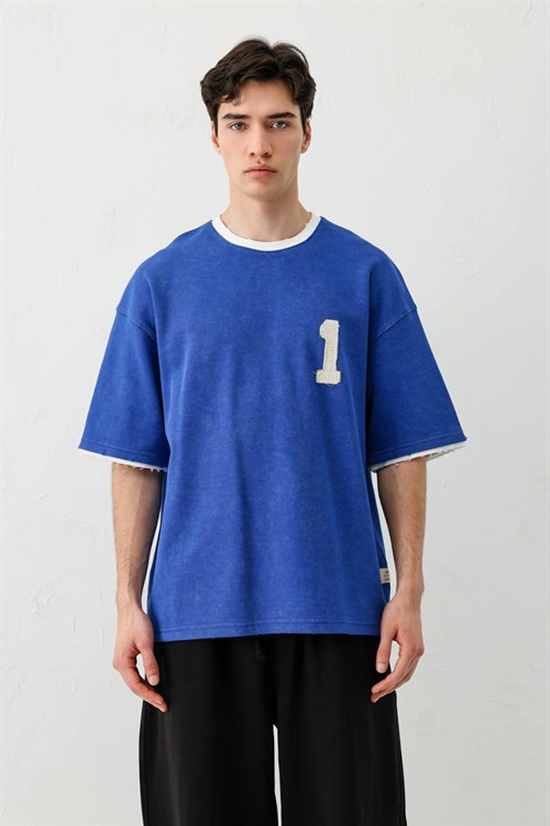 Wholesale Mens Sax Blue T-Shirt